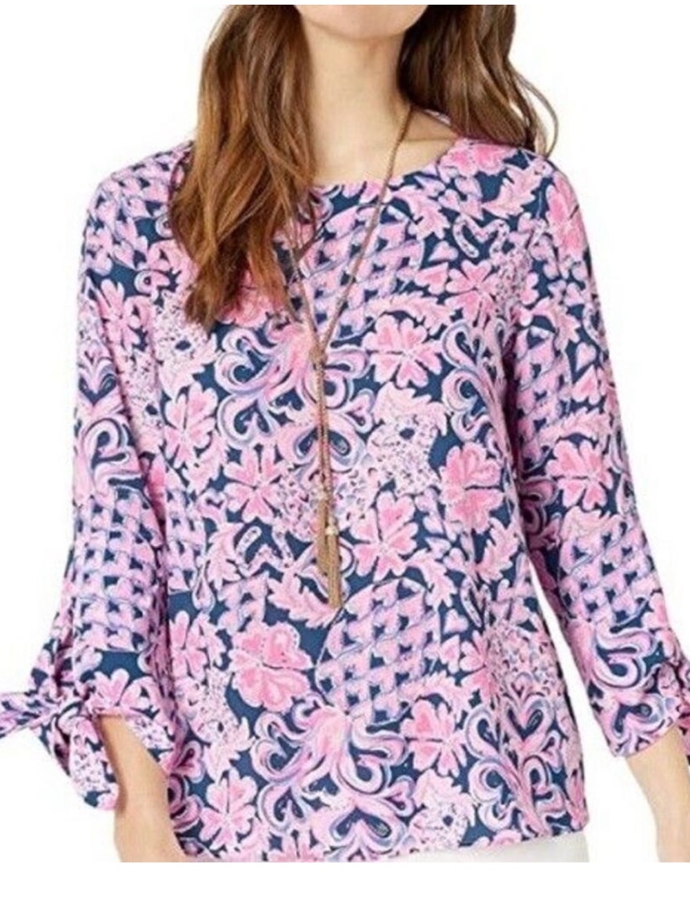 Lilly Pulitzer Langston Blouse Indigo Love You Bunches Top